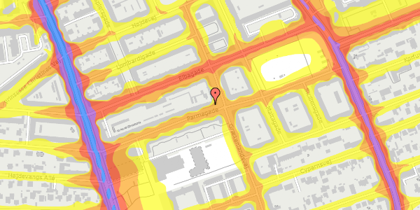 Trafikstøjkort på Parmagade 31, kl. , 2300 København S