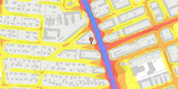 Trafikstøjkort på Peder Lykkes Vej 6, 1. th, 2300 København S