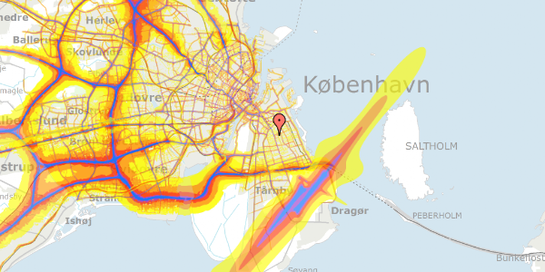 Trafikstøjkort på Peder Lykkes Vej 13, 1. tv, 2300 København S