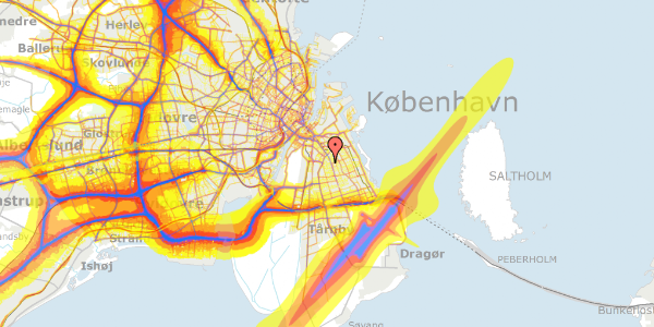 Trafikstøjkort på Peder Lykkes Vej 27, 2300 København S