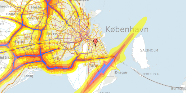 Trafikstøjkort på Peder Lykkes Vej 50, st. tv, 2300 København S