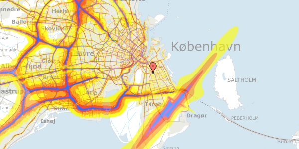 Trafikstøjkort på Peder Lykkes Vej 65, 1. 101, 2300 København S