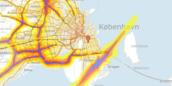 Trafikstøjkort på Peder Lykkes Vej 95, 1. th, 2300 København S