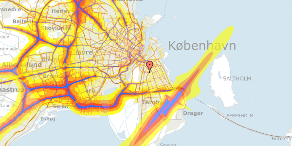 Trafikstøjkort på Peder Lykkes Vej 95, 3. th, 2300 København S