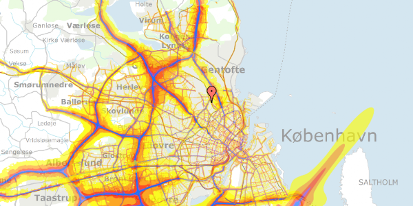 Trafikstøjkort på Pernillevej 5, 1. , 2400 København NV