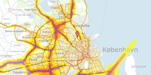 Trafikstøjkort på Pernillevej 13, st. , 2400 København NV