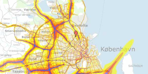 Trafikstøjkort på Pernillevej 17, 2400 København NV