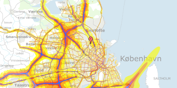 Trafikstøjkort på Pernillevej 20, 2400 København NV