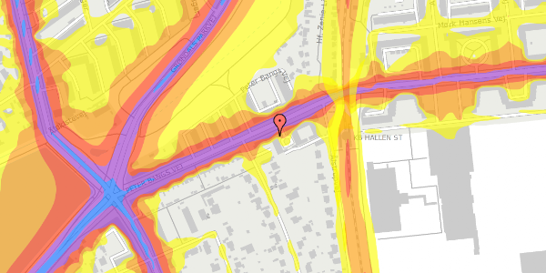 Trafikstøjkort på Peter Bangs Vej 175, 1. 1, 2500 Valby