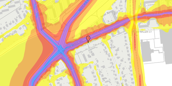 Trafikstøjkort på Peter Bangs Vej 199, 2500 Valby