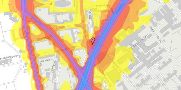 Trafikstøjkort på Peter Rørdams Vej 4, 2400 København NV