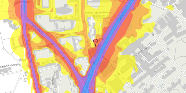 Trafikstøjkort på Peter Rørdams Vej 4, 1. th, 2400 København NV