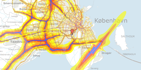 Trafikstøjkort på Peter Sabroes Gade 9, 1. th, 2450 København SV