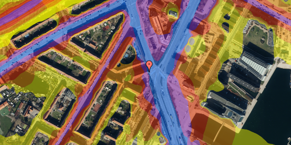 Trafikstøjkort på Peter Sabroes Gade 36, 1. th, 2450 København SV