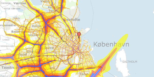 Trafikstøjkort på Petersborgvej 3A, 4. tv, 2100 København Ø