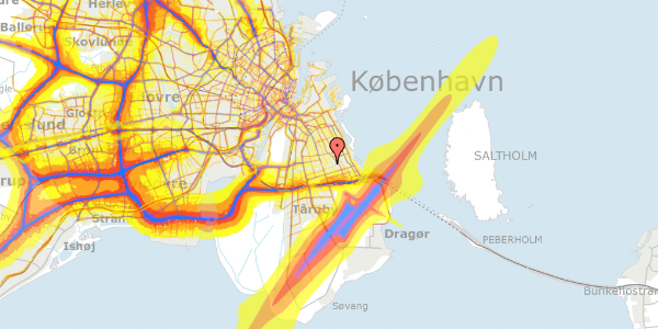 Trafikstøjkort på Pindosvej 3, 2300 København S