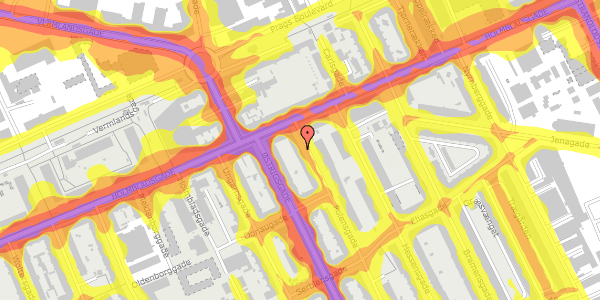 Trafikstøjkort på Polensgade 4, 4. th, 2300 København S