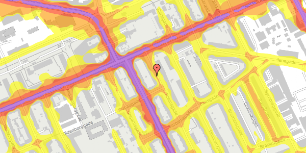 Trafikstøjkort på Polensgade 8, 1. th, 2300 København S