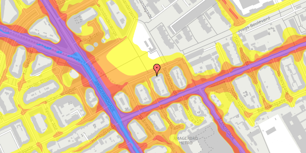 Trafikstøjkort på Prags Boulevard 10, 2. th, 2300 København S