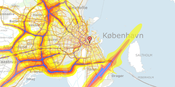 Trafikstøjkort på Prinsessegade 7A, st. mf, 1422 København K