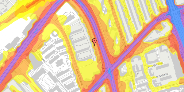 Trafikstøjkort på Ragnhildgade 42, 2. th, 2100 København Ø