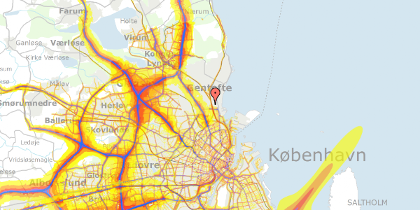 Trafikstøjkort på Rebekkavej 33, kl. , 2900 Hellerup