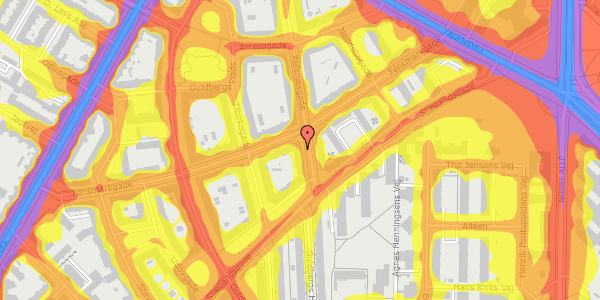 Trafikstøjkort på Refsnæsgade 31, st. tv, 2200 København N