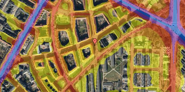 Trafikstøjkort på Refsnæsgade 31, 1. th, 2200 København N