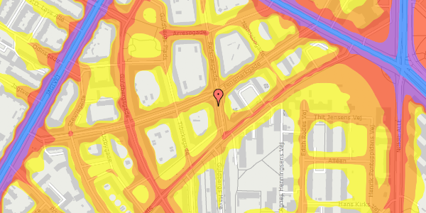 Trafikstøjkort på Refsnæsgade 31, 1. tv, 2200 København N