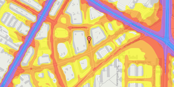 Trafikstøjkort på Refsnæsgade 37, 1. tv, 2200 København N