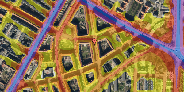 Trafikstøjkort på Refsnæsgade 43, 3. tv, 2200 København N