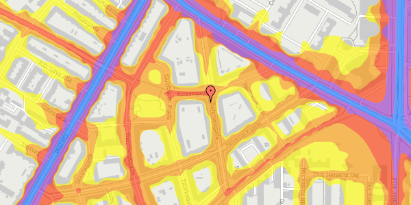 Trafikstøjkort på Refsnæsgade 45, 1. th, 2200 København N