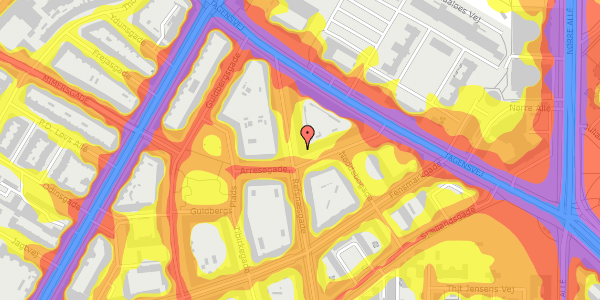 Trafikstøjkort på Refsnæsgade 46, 3. th, 2200 København N