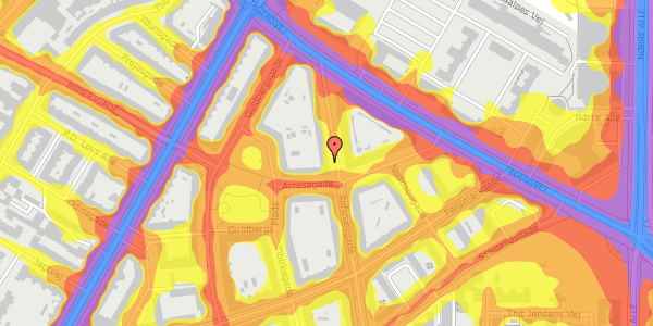 Trafikstøjkort på Refsnæsgade 47, 1. th, 2200 København N