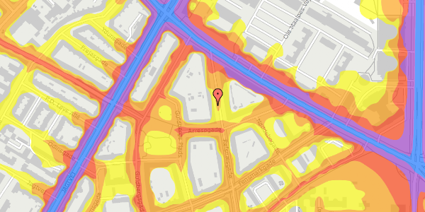 Trafikstøjkort på Refsnæsgade 51, st. th, 2200 København N