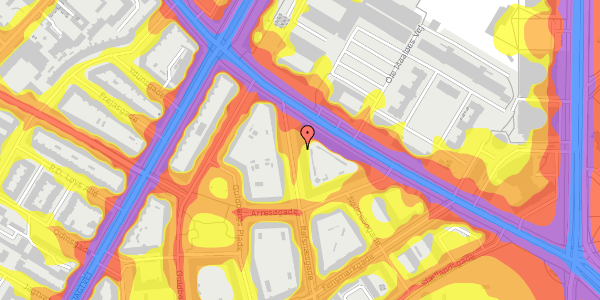 Trafikstøjkort på Refsnæsgade 52, st. 1, 2200 København N