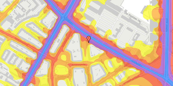 Trafikstøjkort på Refsnæsgade 54, st. 1, 2200 København N