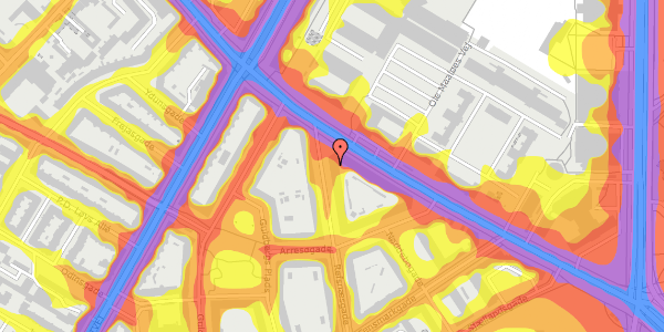 Trafikstøjkort på Refsnæsgade 54, st. 2, 2200 København N