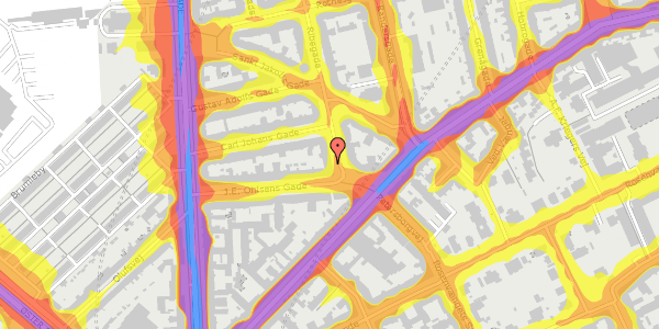 Trafikstøjkort på Ribegade 1, 1. th, 2100 København Ø