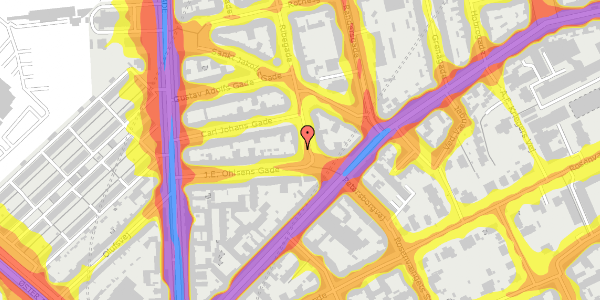 Trafikstøjkort på Ribegade 1, 1. tv, 2100 København Ø