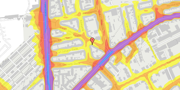 Trafikstøjkort på Ribegade 6, kl. 1, 2100 København Ø