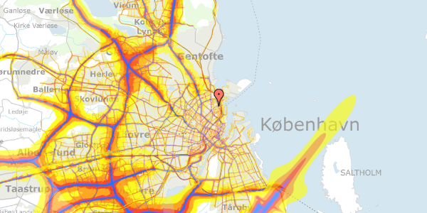 Trafikstøjkort på Ribegade 12, st. tv, 2100 København Ø