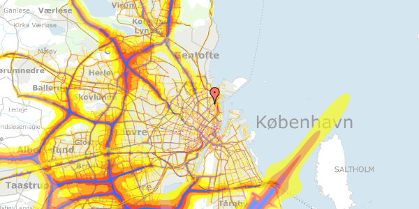 Trafikstøjkort på Ribegade 13, st. , 2100 København Ø