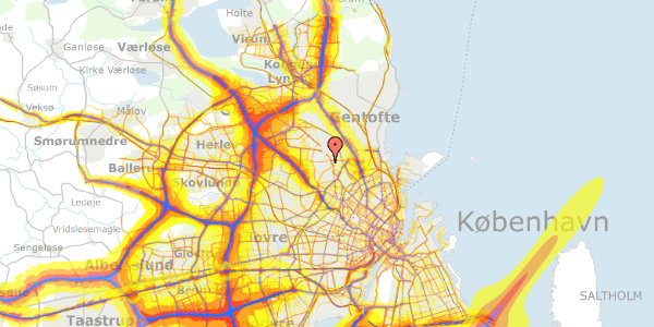 Trafikstøjkort på Rismosevej 1, 2400 København NV