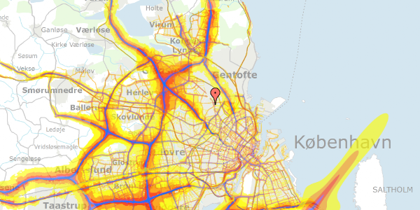 Trafikstøjkort på Rismosevej 9, 2400 København NV