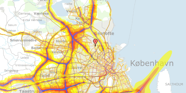 Trafikstøjkort på Rismosevej 10B, 2400 København NV