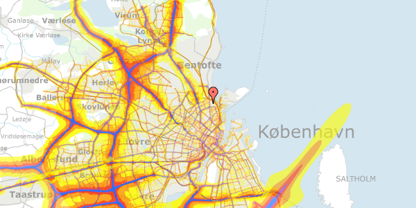 Trafikstøjkort på Romsøgade 1, 1. th, 2100 København Ø