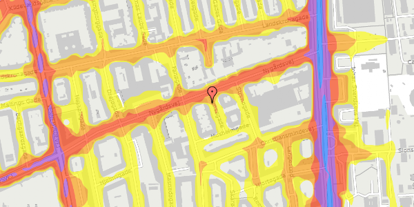 Trafikstøjkort på Romsøgade 2, st. , 2100 København Ø