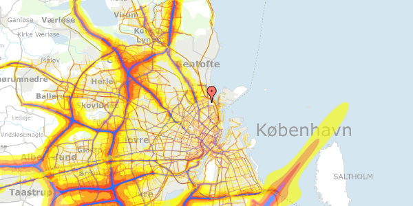 Trafikstøjkort på Romsøgade 5, 1. tv, 2100 København Ø