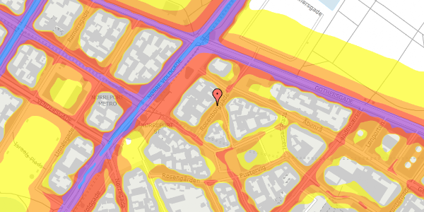 Trafikstøjkort på Rosenborggade 5, kl. 1, 1130 København K